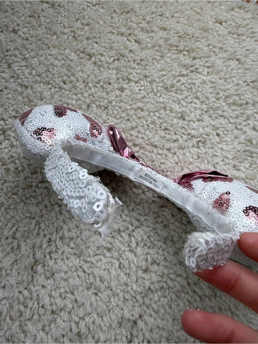 Sequin Heart Minnie Ears Headband - White & Pink
